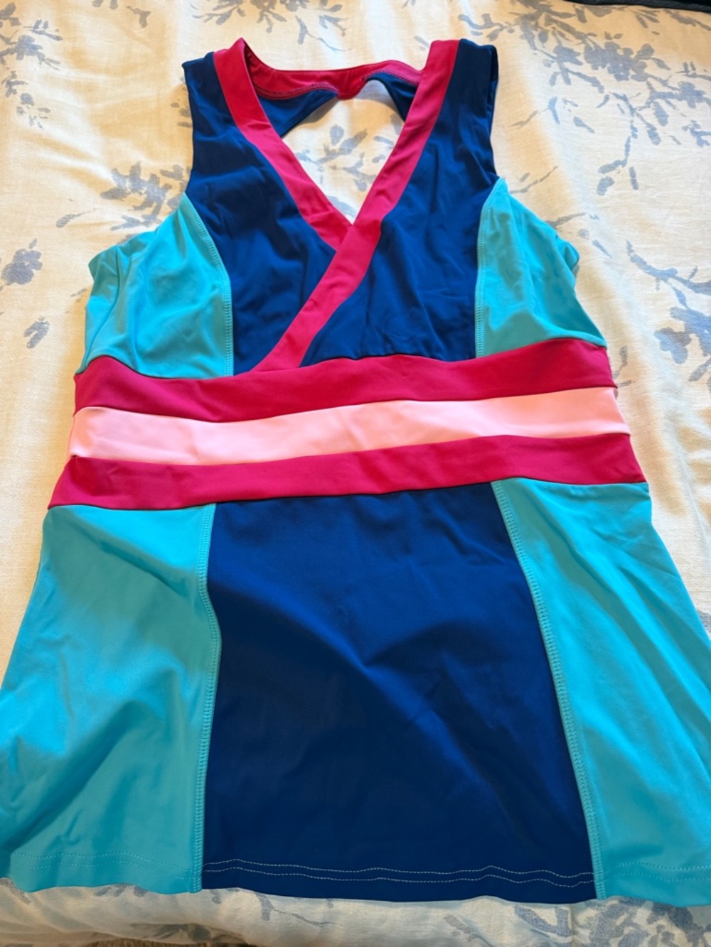 Women’s Colorblock Tank Top - Navy, Teal & Pink